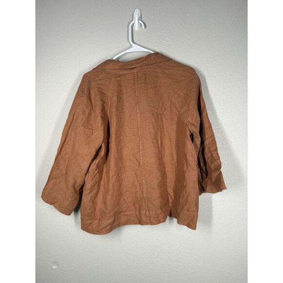 J Jill PureJill Brown Linen Top Sz S Artsy Lagenlook Boxy Beachy Minimalist - Picture 3 of 7